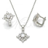 Sterling Silver Earring and Pendant Adult Set, with White Cubic Zirconia, Polished, Rhodium Finish, 10.175.0047