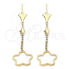 Oro Laminado Long Earring, Gold Filled Style Star Design, with  Cubic Zirconia, Golden Finish, 95.003