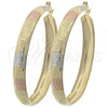 Oro Laminado Large Hoop, Gold Filled Style Diamond Cutting Finish, Tricolor, 107.005