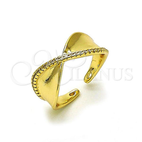 Oro Laminado Multi Stone Ring, Gold Filled Style Infinite Design, with White Micro Pave, Polished, Golden Finish, 01.213.0060