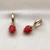 Oro Laminado Dangle Earring, Gold Filled Style Strawberry Design, Red Enamel Finish, Golden Finish, 02.284.0052