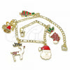 Oro Laminado Charm Bracelet, Gold Filled Style Tree and Star Design, Multicolor Enamel Finish, Golden Finish, 03.351.0060.07