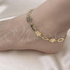Oro Laminado Fancy Anklet, Gold Filled Style Flower Design, Polished, Golden Finish, 5.032.007.1.10