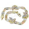 Oro Laminado Fancy Bracelet, Gold Filled Style Eagle Design, Polished, Tricolor, 03.380.0029.08