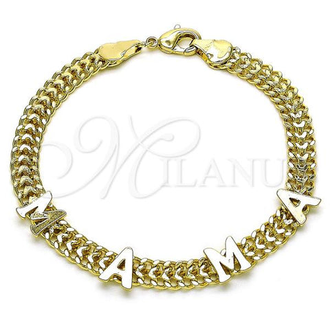 Oro Laminado Fancy Bracelet, Gold Filled Style Bismark and Mom Design, Diamond Cutting Finish, Golden Finish, 03.213.0271.07