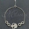 Sterling Silver Fancy Bracelet, Flower Design, with White Cubic Zirconia, Polished, Silver Finish, 03.398.0003.07