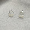 Sterling Silver Stud Earring, Butterfly Design, White Enamel Finish, Silver Finish, 02.406.0025.03