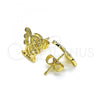 Oro Laminado Stud Earring, Gold Filled Style Angel Design, with White Micro Pave, Polished, Golden Finish, 02.156.0643