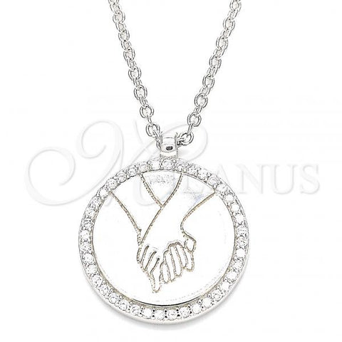 Sterling Silver Pendant Necklace, with White Cubic Zirconia, Polished, Rhodium Finish, 04.336.0186.16