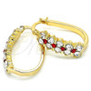 Oro Laminado Small Hoop, Gold Filled Style with Garnet and White Crystal, Polished, Golden Finish, 02.100.0101.1.20