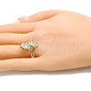 Oro Laminado Multi Stone Ring, Gold Filled Style with White Cubic Zirconia, Polished, Golden Finish, 01.283.0016.08 (Size 8)