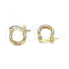 Oro Laminado Small Hoop, Gold Filled Style Diamond Cutting Finish, Tricolor, 02.96.0088.2.10