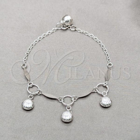 Sterling Silver Fancy Bracelet, Shell Design, Polished, Silver Finish, 03.409.0101.08
