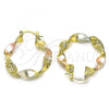 Oro Laminado Medium Hoop, Gold Filled Style Diamond Cutting Finish, Tricolor, 02.170.0414.30