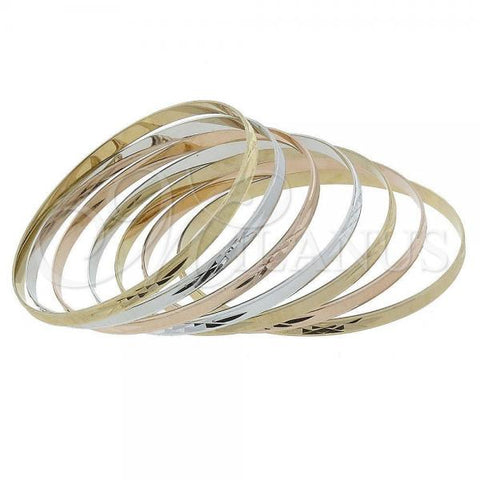 Oro Laminado Semanario Bangle, Gold Filled Style Diamond Cutting Finish, Tricolor, 116.010.05 (04 MM Thickness, Size 5 - 2.50 Diameter)