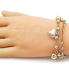Oro Laminado Charm Bracelet, Gold Filled Style Heart and Ball Design, Polished, Golden Finish, 03.331.0330.07