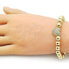 Oro Laminado Fancy Bracelet, Gold Filled Style Heart and Ball Design, Matte Finish, Golden Finish, 03.341.0230.07