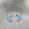 Sterling Silver Dangle Earring, Seahorse Design, with Bermuda Blue Opal, Polished, Silver Finish, 02.391.0003