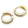 Oro Laminado Huggie Hoop, Gold Filled Style with White Cubic Zirconia, Polished, Golden Finish, 02.99.0029.3.20