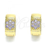 Oro Laminado Huggie Hoop, Gold Filled Style Flower Design, with Amethyst Cubic Zirconia, Polished, Golden Finish, 02.210.0660.2.15