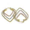 Oro Laminado Medium Hoop, Gold Filled Style Diamond Cutting Finish, Tricolor, 02.65.2526.30