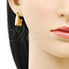Oro Laminado Stud Earring, Gold Filled Style Chunky Design, Polished, Golden Finish, 02.385.0014