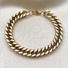 Stainless Steel Basic Bracelet, Miami Cuban Design, Polished, Golden Finish, 03.278.0023.1.09