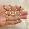 Oro Laminado Basic Necklace, Gold Filled Style Figaro Design, Polished, Golden Finish, 5.222.013.24