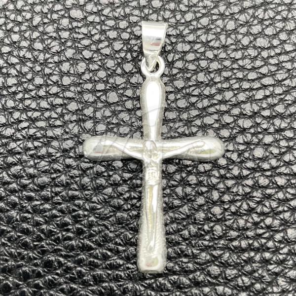 Sterling Silver Religious Pendant, Crucifix Design, Polished, Silver Finish, 05.392.0040