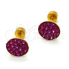 Stainless Steel Stud Earring, with Ruby Crystal, Polished, Golden Finish, 02.271.0007.4