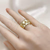 Oro Laminado Elegant Ring, Gold Filled Style Heart Design, Polished, Golden Finish, 01.341.0150