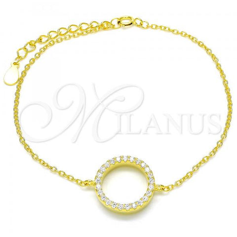 Sterling Silver Fancy Bracelet, with White Cubic Zirconia, Polished, Golden Finish, 03.336.0044.2.07