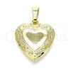 Oro Laminado Locket Pendant, Gold Filled Style Heart Design, Polished, Golden Finish, 05.117.0001