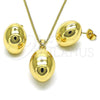 Oro Laminado Earring and Pendant Adult Set, Gold Filled Style Ball and Hollow Design, Polished, Golden Finish, 10.163.0012