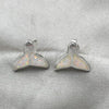 Sterling Silver Stud Earring, Fish Design, with White Opal, Polished, Silver Finish, 02.391.0011.1
