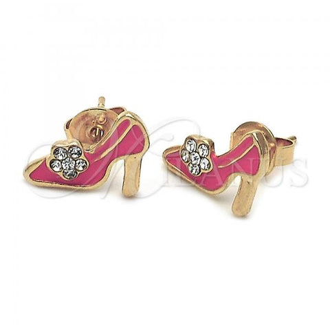 Oro Laminado Stud Earring, Gold Filled Style Shoes Design, Orange Enamel Finish, Golden Finish, 02.64.0209 *PROMO*