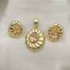 Oro Laminado Earring and Pendant Adult Set, Gold Filled Style with Orange Cubic Zirconia, Polished, Golden Finish, 5.046.004.2