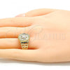 Oro Laminado Elegant Ring, Gold Filled Style Turtle Design, Polished, Tricolor, 01.351.0011.1.09 (Size 9)