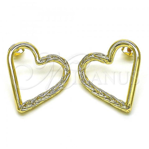 Oro Laminado Stud Earring, Gold Filled Style Heart Design, Polished, Golden Finish, 02.213.0451
