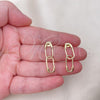 Oro Laminado Long Earring, Gold Filled Style Paperclip Design, Polished, Golden Finish, 02.213.0470