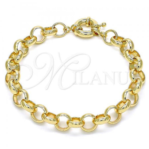 Oro Laminado Basic Bracelet, Gold Filled Style Rolo Design, Polished, Golden Finish, 03.319.0007.08