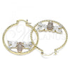 Oro Laminado Medium Hoop, Gold Filled Style Guadalupe Design, Diamond Cutting Finish, Tricolor, 02.351.0111.35