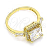 Oro Laminado Multi Stone Ring, Gold Filled Style with White Cubic Zirconia, Polished, Golden Finish, 01.210.0129.08