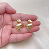 Oro Laminado Stud Earring, Gold Filled Style Chunky Design, Polished, Golden Finish, 02.163.0323