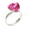 Rhodium Plated Multi Stone Ring, with Rose Swarovski Crystals, Polished, Rhodium Finish, 01.239.0005.3 (One size fits all)