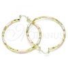 Oro Laminado Large Hoop, Gold Filled Style Diamond Cutting Finish, Tricolor, 02.213.0249.50