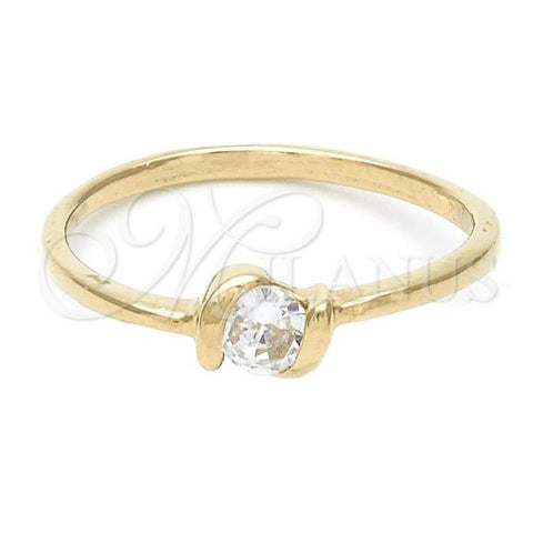 Oro Laminado Multi Stone Ring, Gold Filled Style Solitaire Design, with White Cubic Zirconia, Polished, Golden Finish, 5.166.028.09 (Size 9)