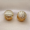 Oro Laminado Huggie Hoop, Gold Filled Style Ball Design, Diamond Cutting Finish, Golden Finish, 02.195.0358.15