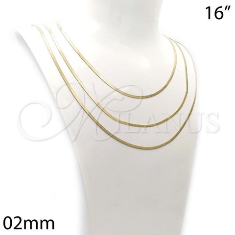 Oro Laminado Basic Necklace, Gold Filled Style Herringbone Design, Polished, Golden Finish, 04.213.0176.16