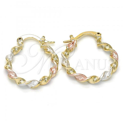 Oro Laminado Small Hoop, Gold Filled Style Polished, Tricolor, 02.65.2634.20